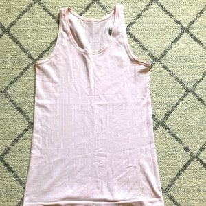 Athleta light pink tank top with ventilation detail and ribbed